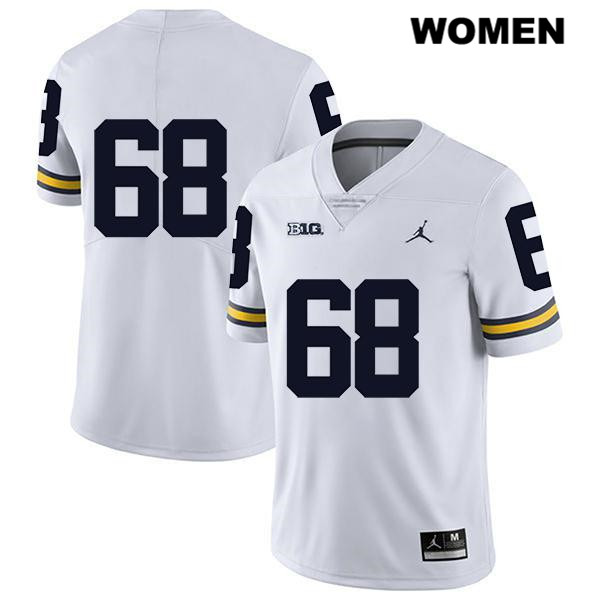 Women's NCAA Michigan Wolverines Andrew Vastardis #68 No Name White Jordan Brand Authentic Stitched Legend Football College Jersey QB25O02CE